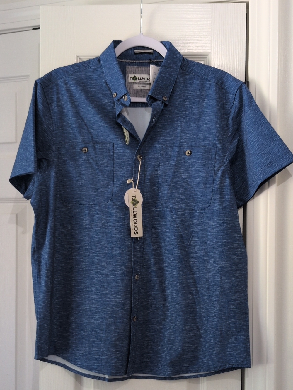 Tallwoods Men's Short-Sleeve Button-Down Shirt — Blue
